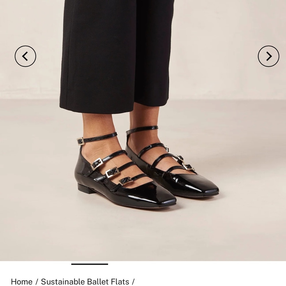 Alohas patent black flat with buckles - Worn once!! Brand new!